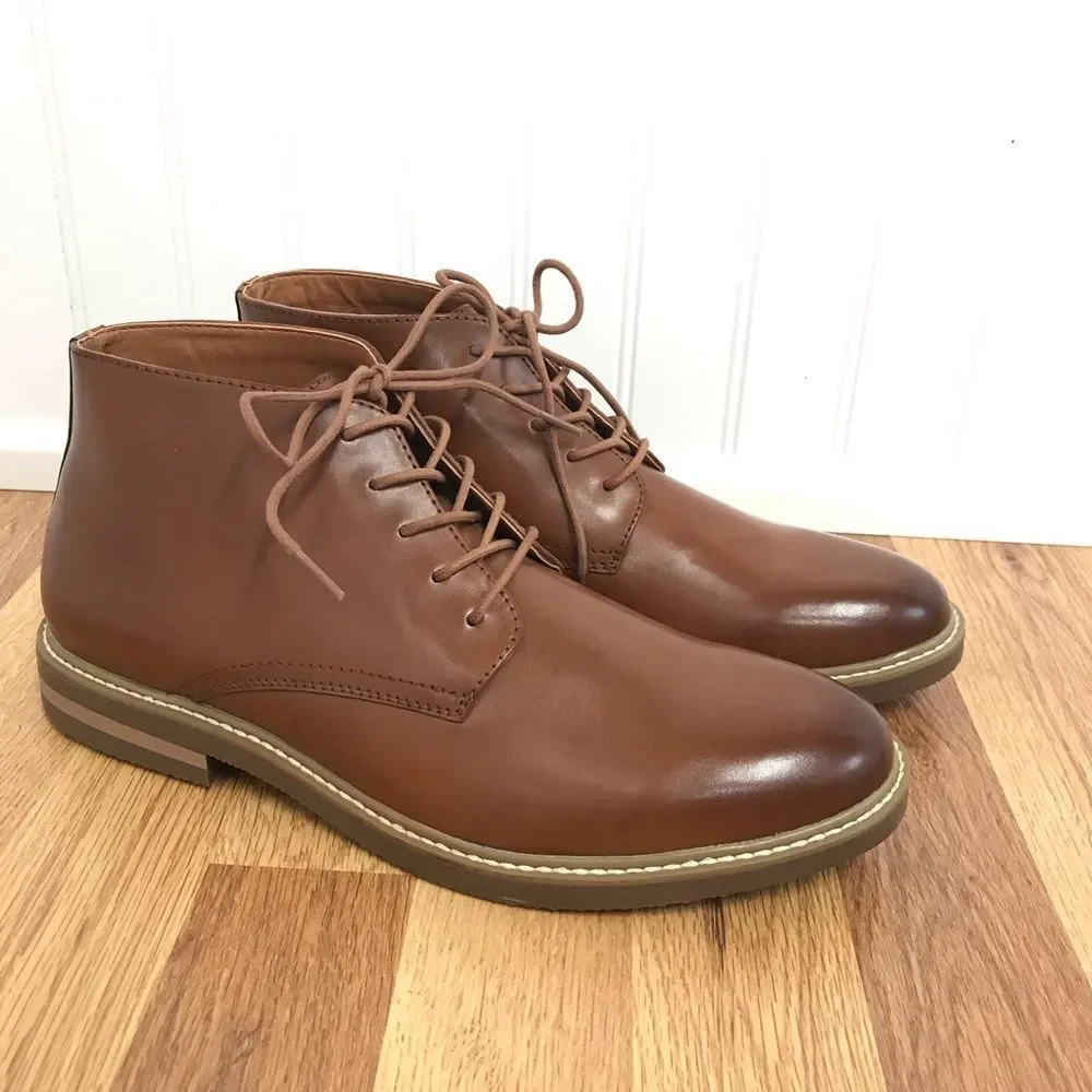 KENNETH COLE REACTION Mens Parker Brown Leather Chukka Boot Lace Up‎ Size 9 New